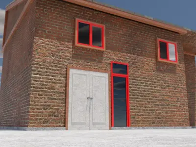 Two Floor Brick House - Only Exterior Low-poly 3D model