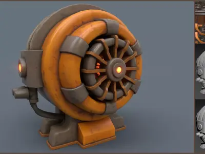 Stylized Cartoony Sci-fi Generator Low-poly 3D model