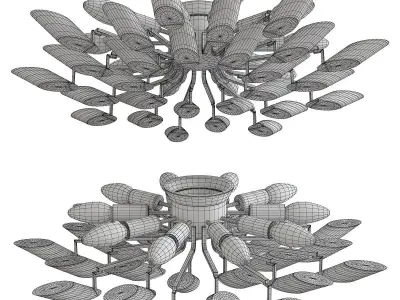 Palwa Sunburst Gilt Metal Flush Mount Low-poly 3D model