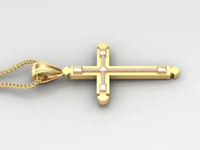 High Cross Pendant Light Gold 18K 4CP098 3D print model
