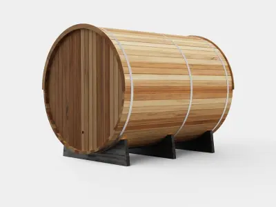 Barrel Sauna for 6 Person Low-poly 3D model