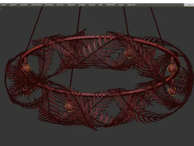 Aviva Stanoff for Currey Co Queenbee Palm Ring Chandelier Low-poly 3D model