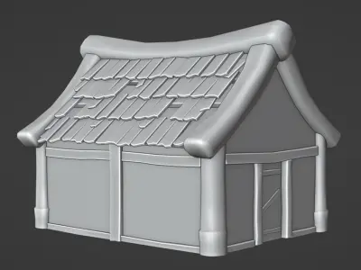Stylized Wooden House Free low-poly 3D model