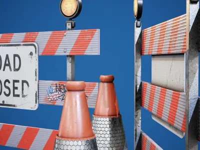 Traffic Barriers - PBR Game Ready Props Low-poly 3D model