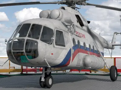  Rescue Operations Icebreaker Ship with Mi-8 Helicopter 