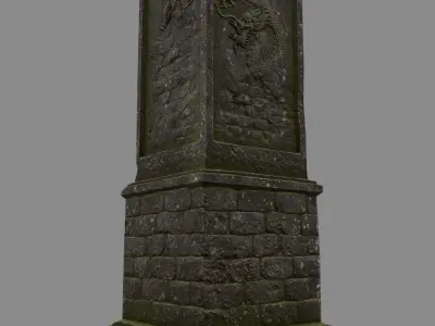 column four stone pillars Low-poly 3D model