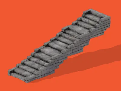 Stone Staircase Low-poly 3D model