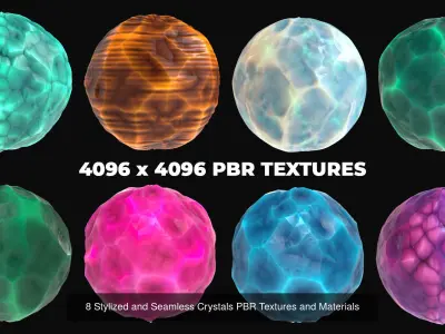 24 Stylized and Seamless Crystals PBR Textures and Materials Texture