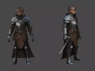 Young stylized knight Free 3D model