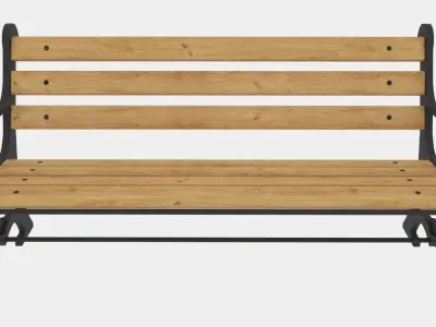 Bench and Street Bin 3D model