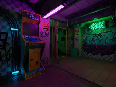 CyberPunk Underpass For Unity Low-poly 3D model