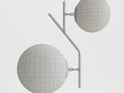 Pendant Lamp with Spherical Glass Shades 3D model