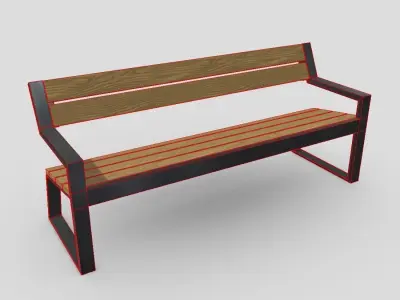 Bench 5 Low-poly 3D model
