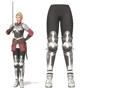 Full Female Knights Armour Suit Low-poly 3D model