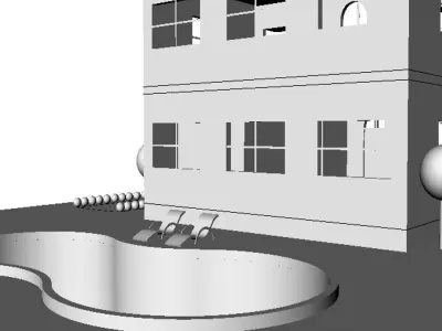 2floors House with pool 3D print model
