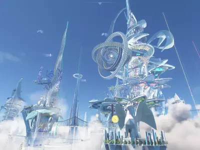 Mega Future Utopia City Low-poly 3D model