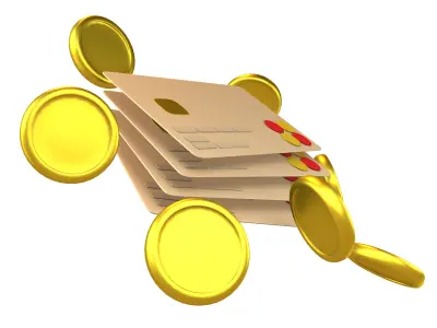 Credit Cards Floating Gold Coins Icon v1 002 Low-poly 3D model