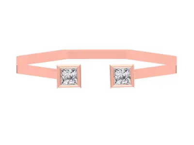 Open End Women Light Weight Band Princess Stone Ring 3D print model