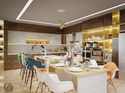 modern kitchen interior scene 3D model