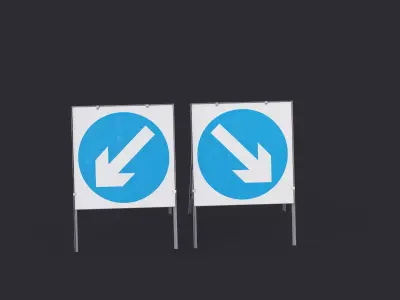 Keep Left Right Square Road Sings 3D Model Pack