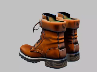 leather boots Low-poly 3D model
