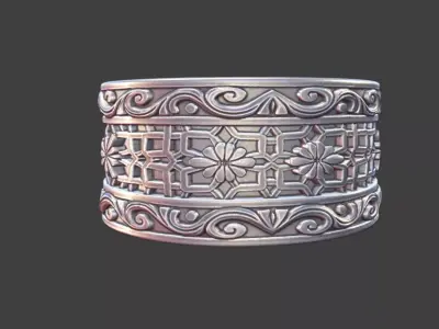 Geometric Ornate Ring Silver Jewelry 3D Model 3D print model