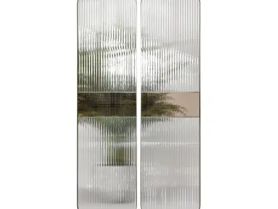 Partition 2 pair of mirrors hanging on wall 3D model