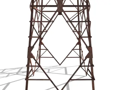 Electricity Pole 7 Weathered Low-poly 3D model