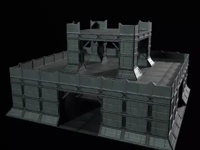 Modular Kit Outpost Walls PBR Low-poly 3D model