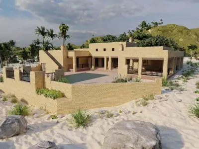 Beach Casa Scene-villa-modern house 3D model 2