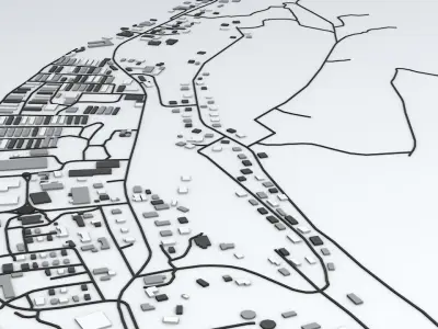 Nauru Road Network and Buildings 3D model