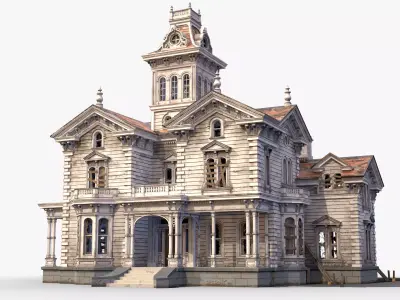 Old Abandoned American House Low-poly 3D model