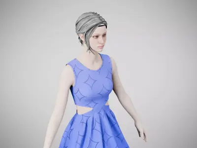 Dress 33 Very Light Blue With Design Low-poly 3D model