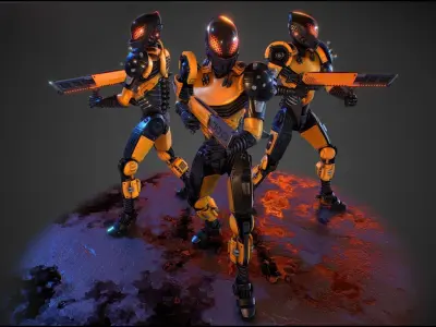  Weaponized Autonomous Sentinel Police Low-poly 3D model