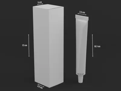 Tube Cream And Cardboard Box 3D model