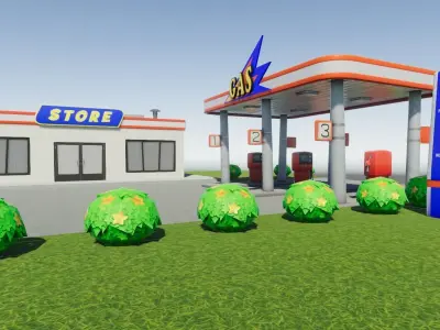 Stylized Corner Store Low-poly 3D model