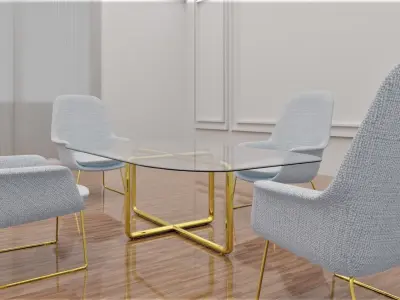  Glass Table Sofa Floor 3d model 3D model