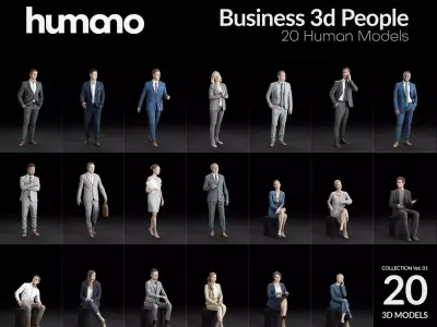 Humano 20-Collection 01- OFFICE BUSINESS PEOPLE - 20x 3D models  3D model