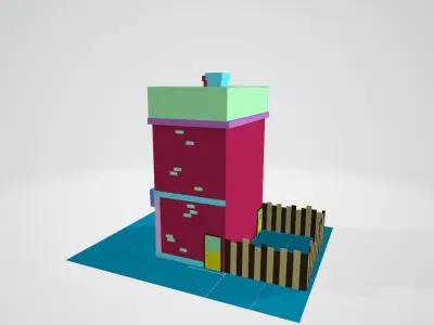 LowpolyCafe building in simpsons universe Low-poly 3D model