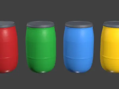 Round plastic trash can Low-poly 3D model