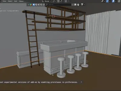 Bar counter or living room 3D model