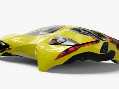  Futuristic Flying Vehicle Yellow 