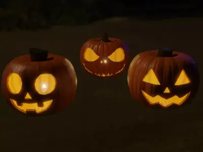 Jack-o-lantern lamps and indirect lighting Low-poly 3D model