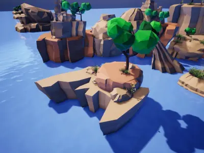 Cartoon Rocks Mobile for UNREAL Low-poly 3D model