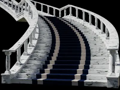 Architectural Marble Staircase Low-poly 3D model
