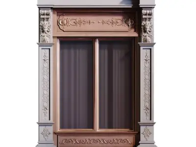 Classic Window Frame set 932 Low-poly 3D model