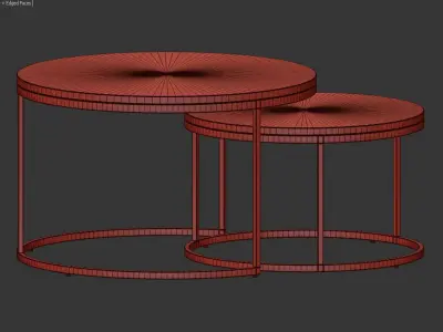 Spiro oak black set of industrial round coffee table Actona 3D model