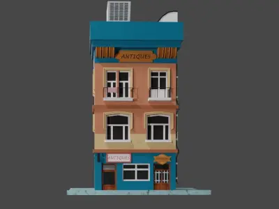 cartoon building 3D model