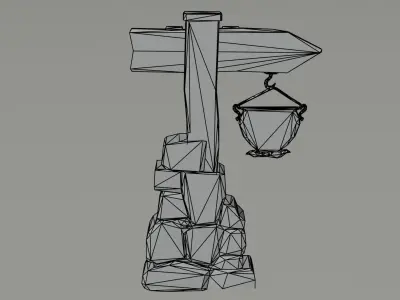 Cartoon fantasy tavern road sign Polygonal Style Low-poly 3D model