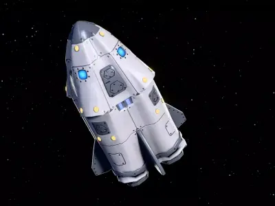 Stylized Sci-Fi Rocket Low-poly 3D model